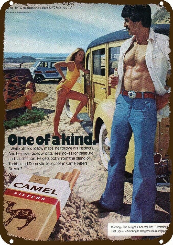 1978 Sexy Woman & Woody CAMEL CIGARETTES Vntg-Look DECORATIVE REPLICA METAL SIGN