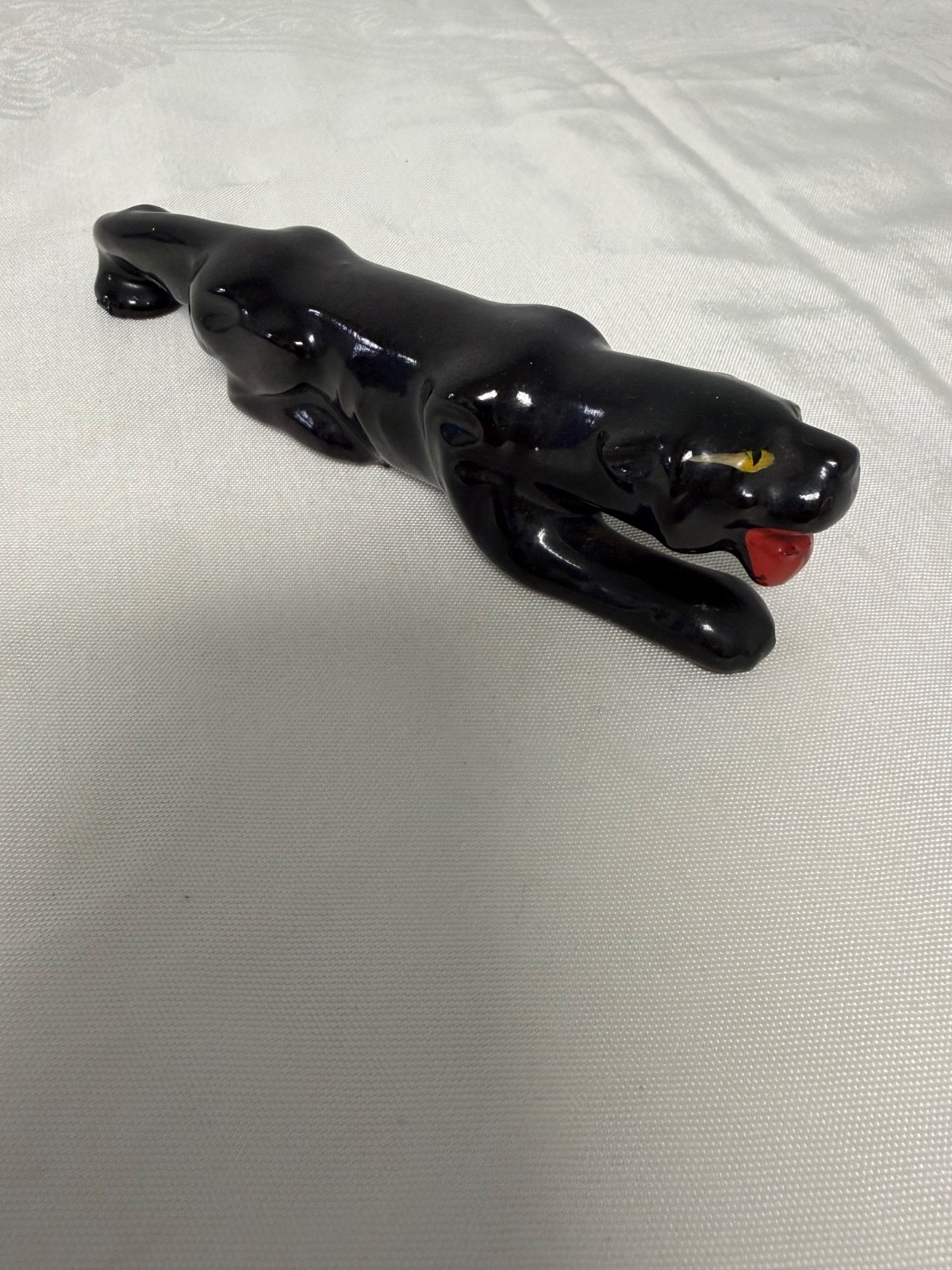Vtg Mid Century Modern Black Panther Mini Figure Decor Redware Made In Japan 5