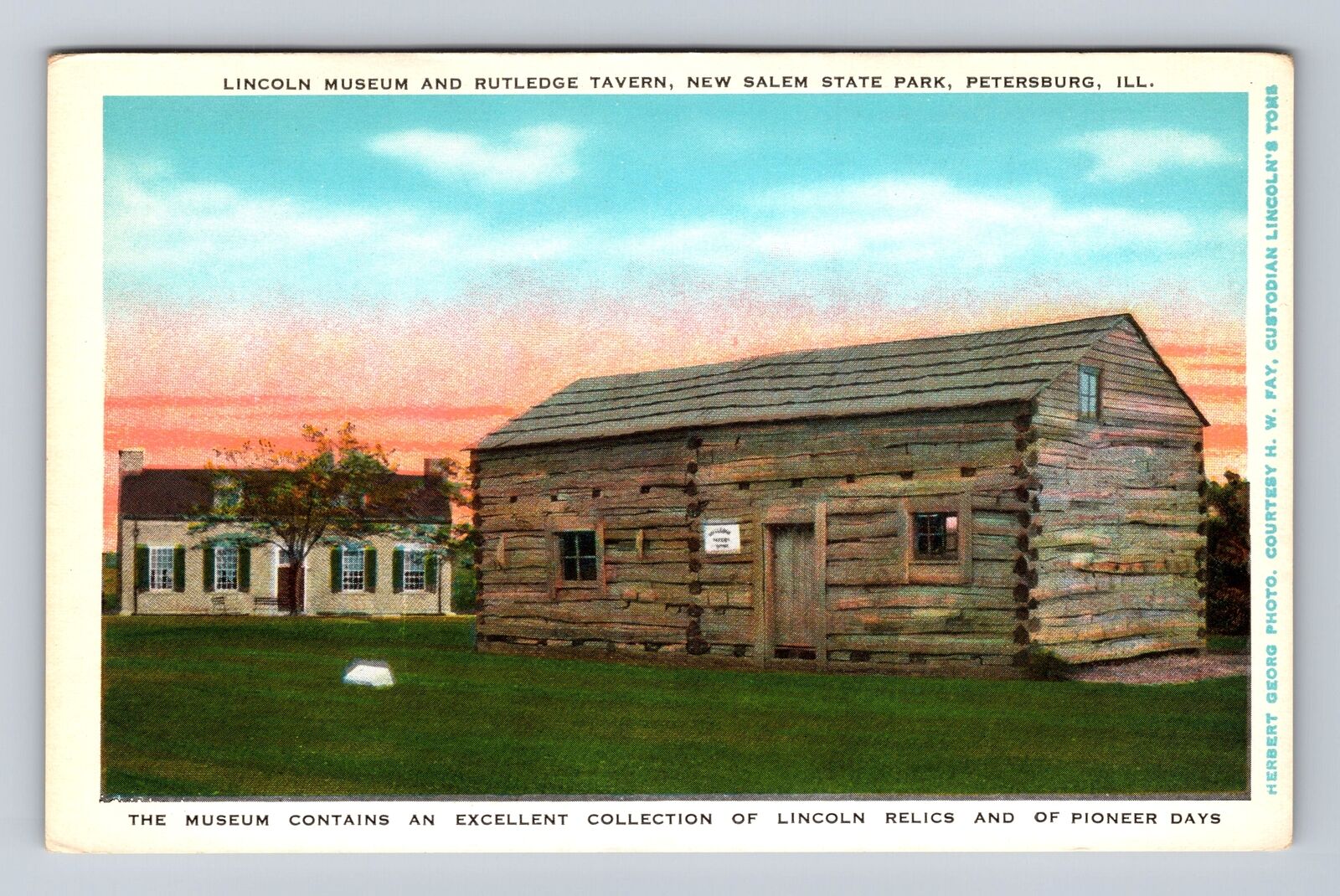 Petersburg IL-Illinois, Lincoln Museum And Rutledge Tavern, Vintage Postcard