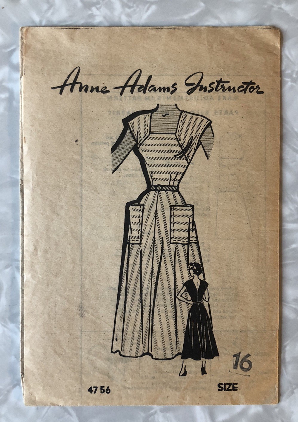 Vtg Anne Adams Instructor Fit Flare Dress Pattern Pockets Womens 16 Uncut Trad