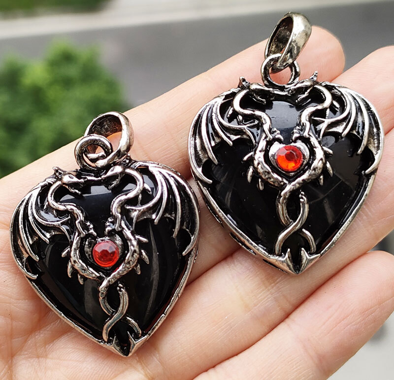 10pcs pcs Obsidian Gems wyvern wivern Pendants Magic Reiki Healing Amulet