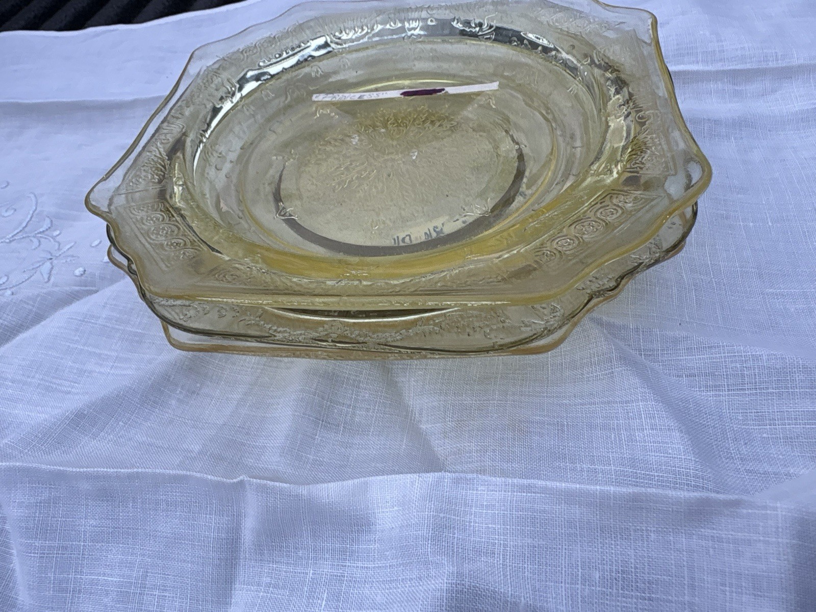 Vintage Anchor Hocking Princess  Pattern Yellow Depression Glass 6” Plate Set 3