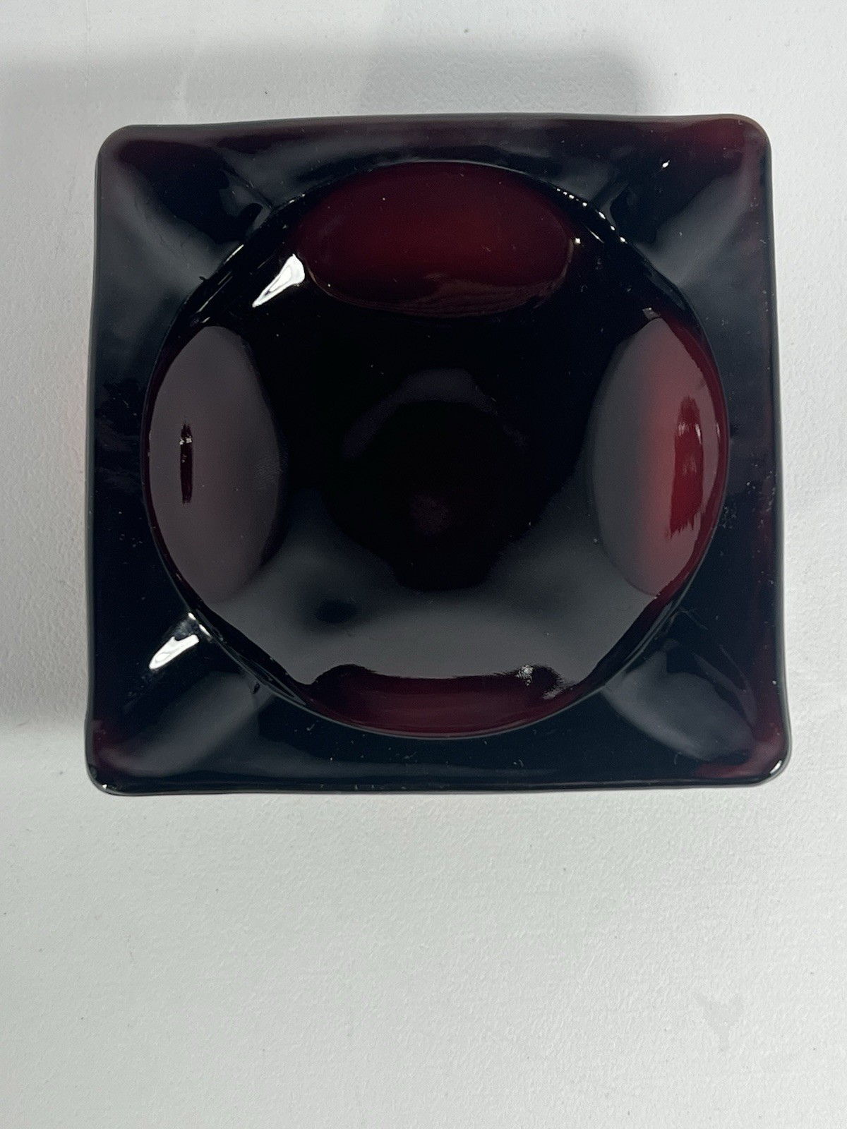 Vintage Ruby Red Ashtray Square 4 Slot 3 1/2