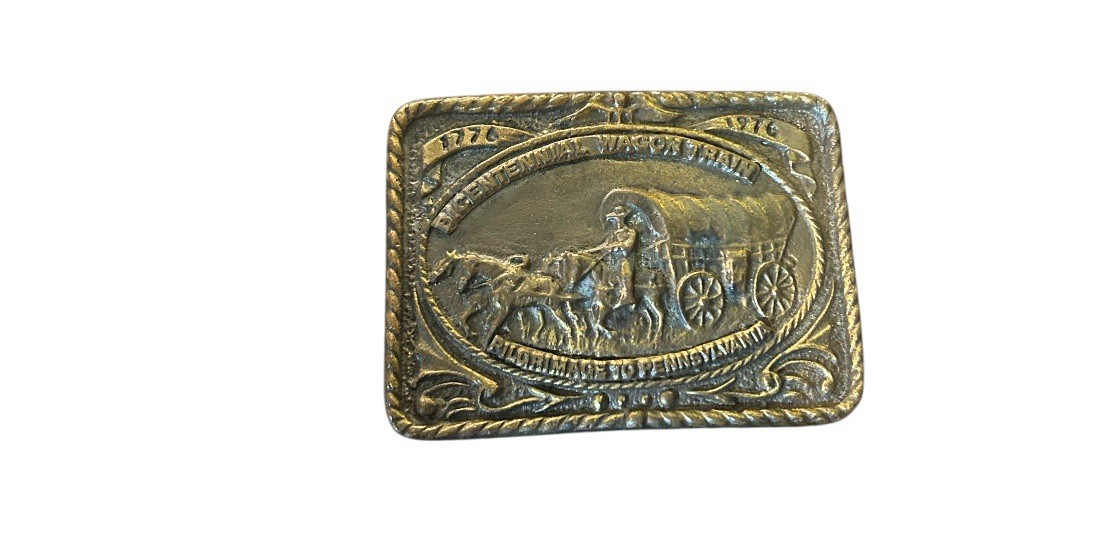 Vintage Bi-Centennial Wagon Trail Pilgrimage Western Belt Buckle Vintage Bi-Centennial Wagon Trail Pilgrimage Western Belt Buckle