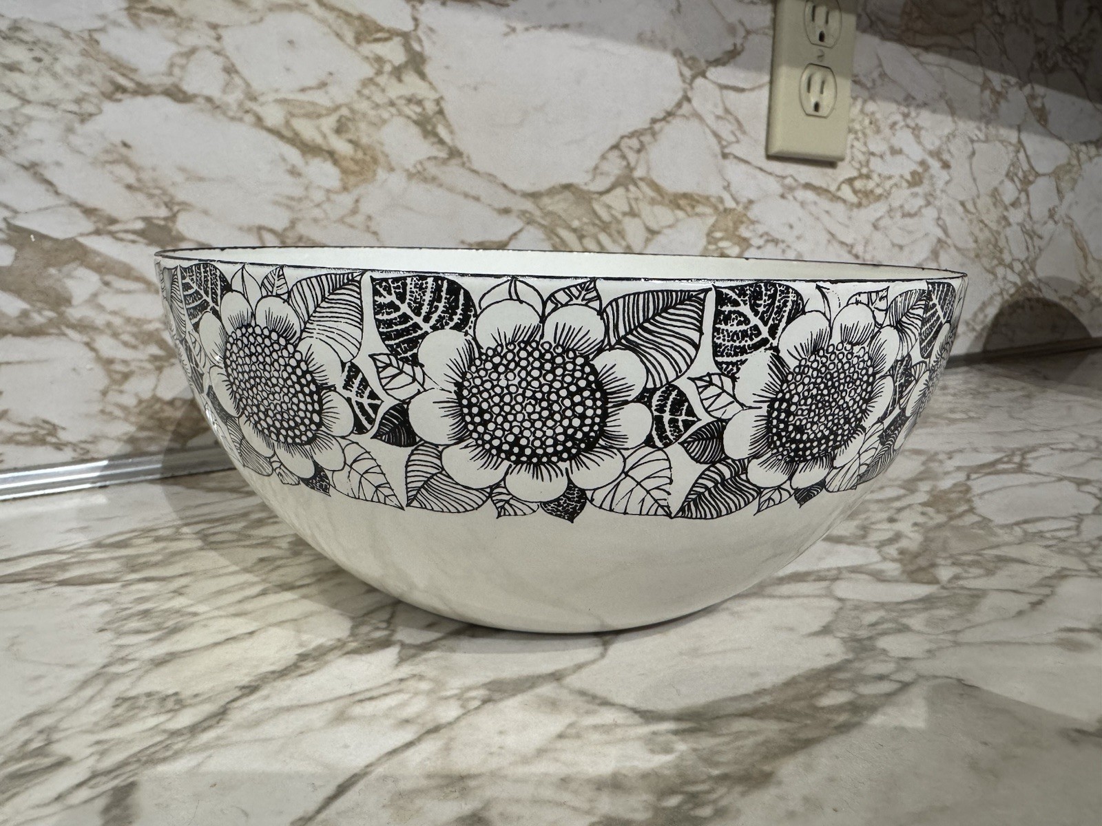 Finel Finland Enamel Bowl Floral Rare Vintage Mid Century Finel Finland Enamel Bowl Floral Rare Vintage Mid Century