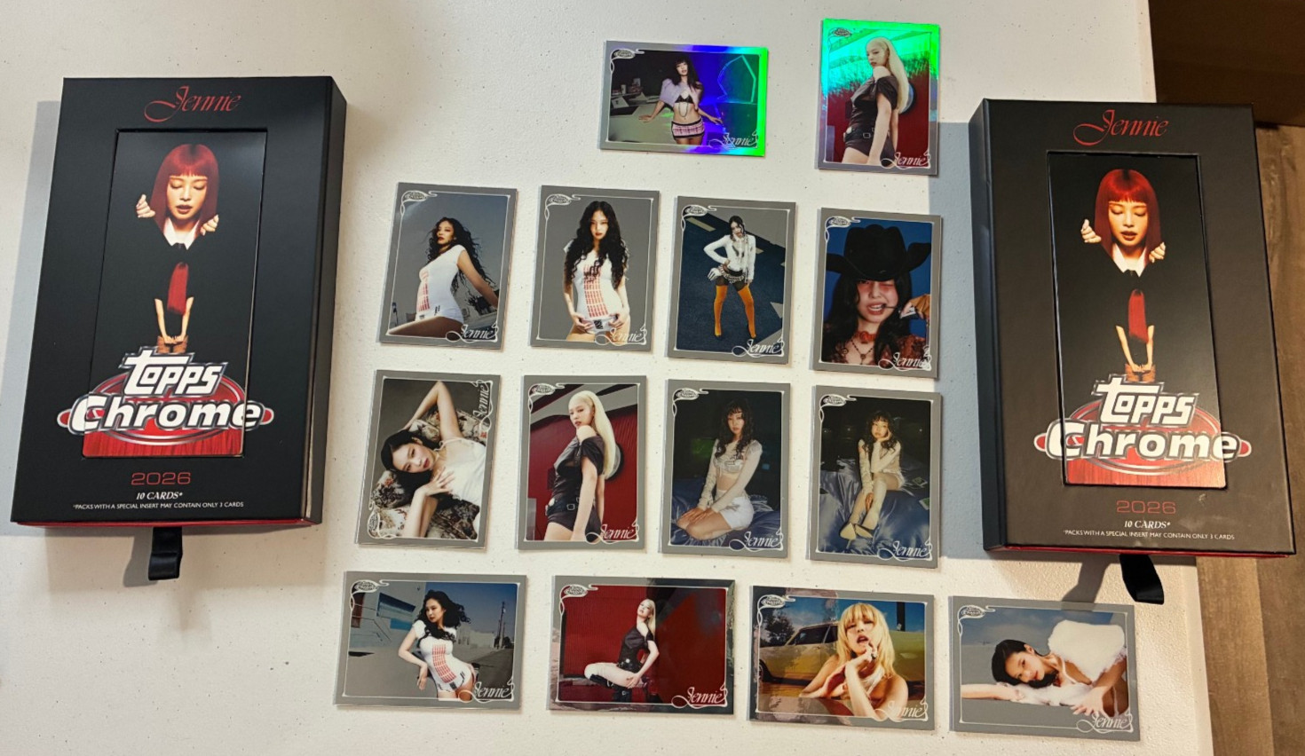 2026 Topps Chrome x Jennie Base/Refractor Lot of 14 Cards w/ Empty Boxes