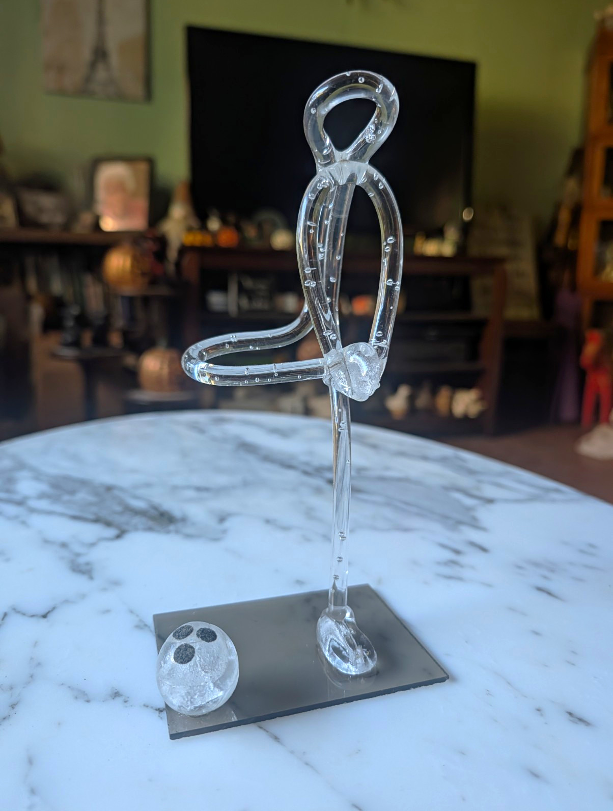 Vintage Flair Form Hand Formed Lucite Plexiglas Bowler Figurine Sculpture