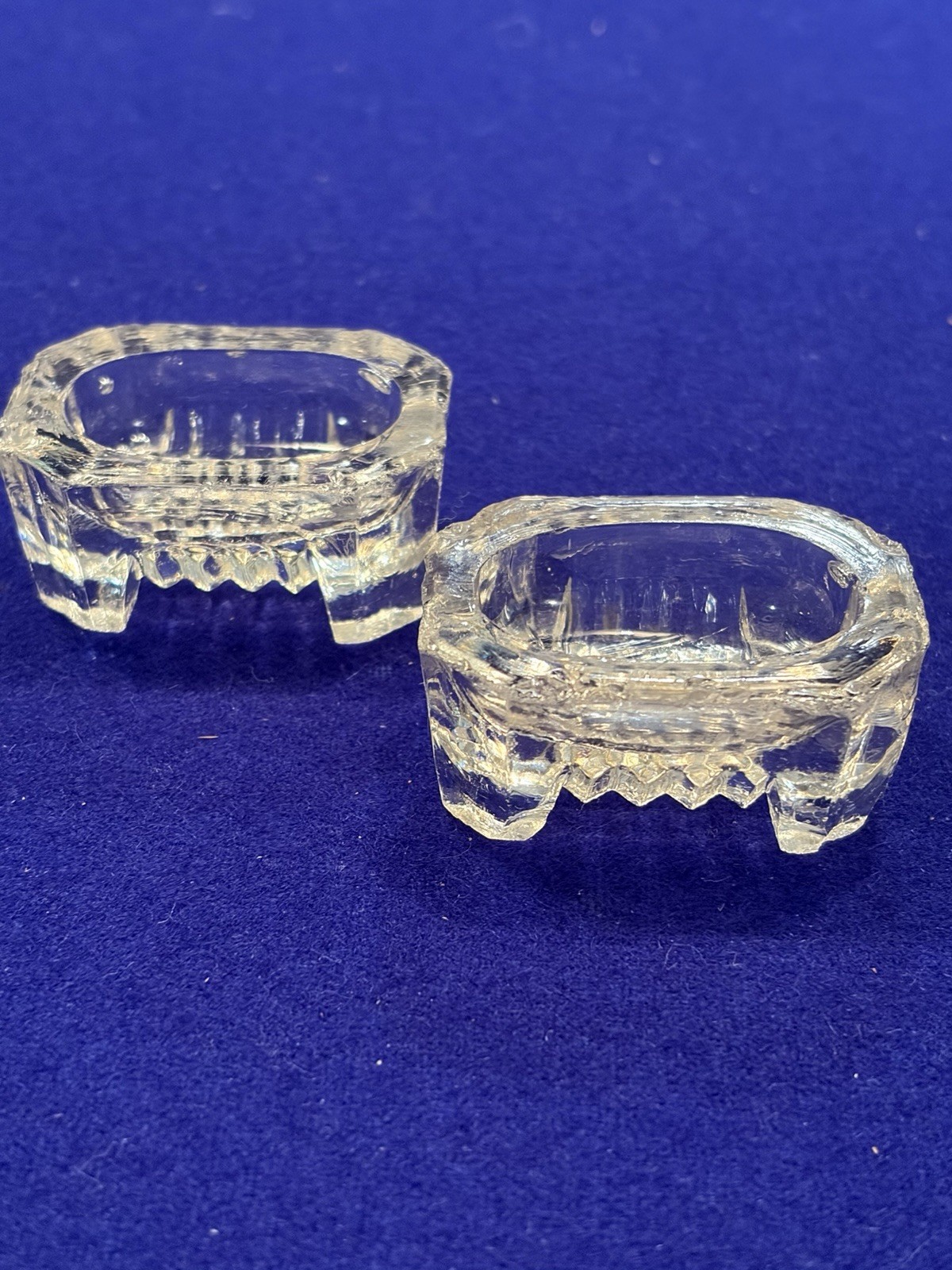 Pair VTG Antique EAPG Open Salt Cellar Dip Dish TUB Pressed Pattern Glass THICK