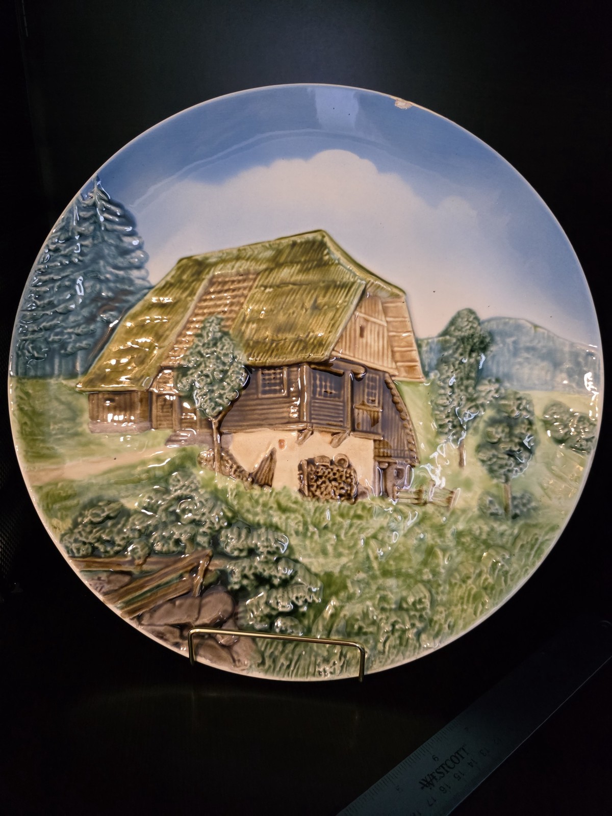 Vintage Made in West Germany Majolica Relief Wall Plate 13\