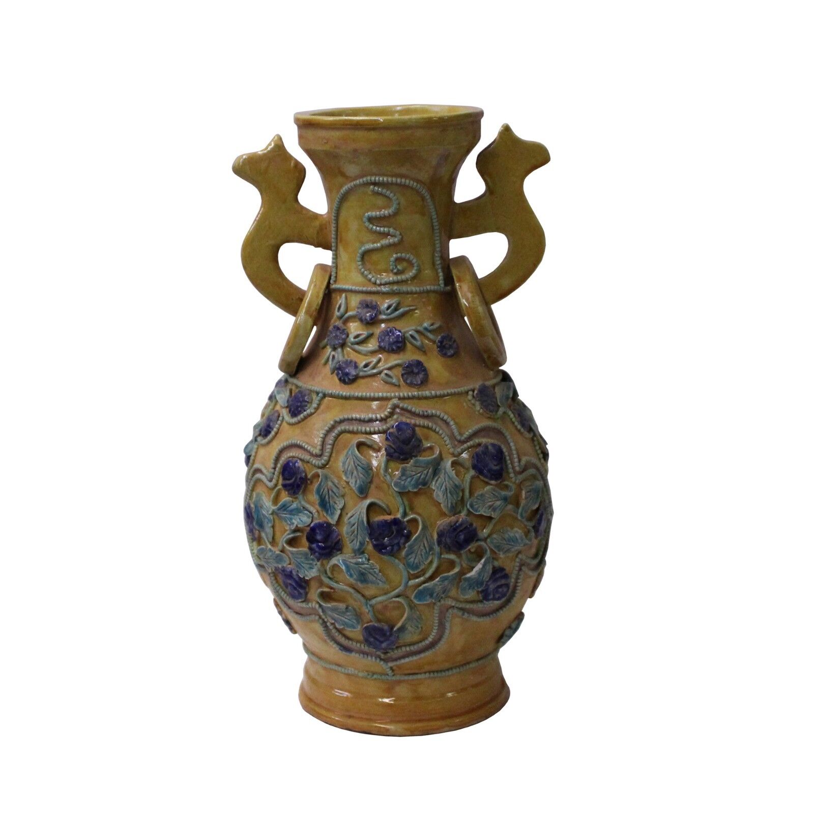 Handmade Ceramic Yellow Dimensional Flower Vase Jar cs4655