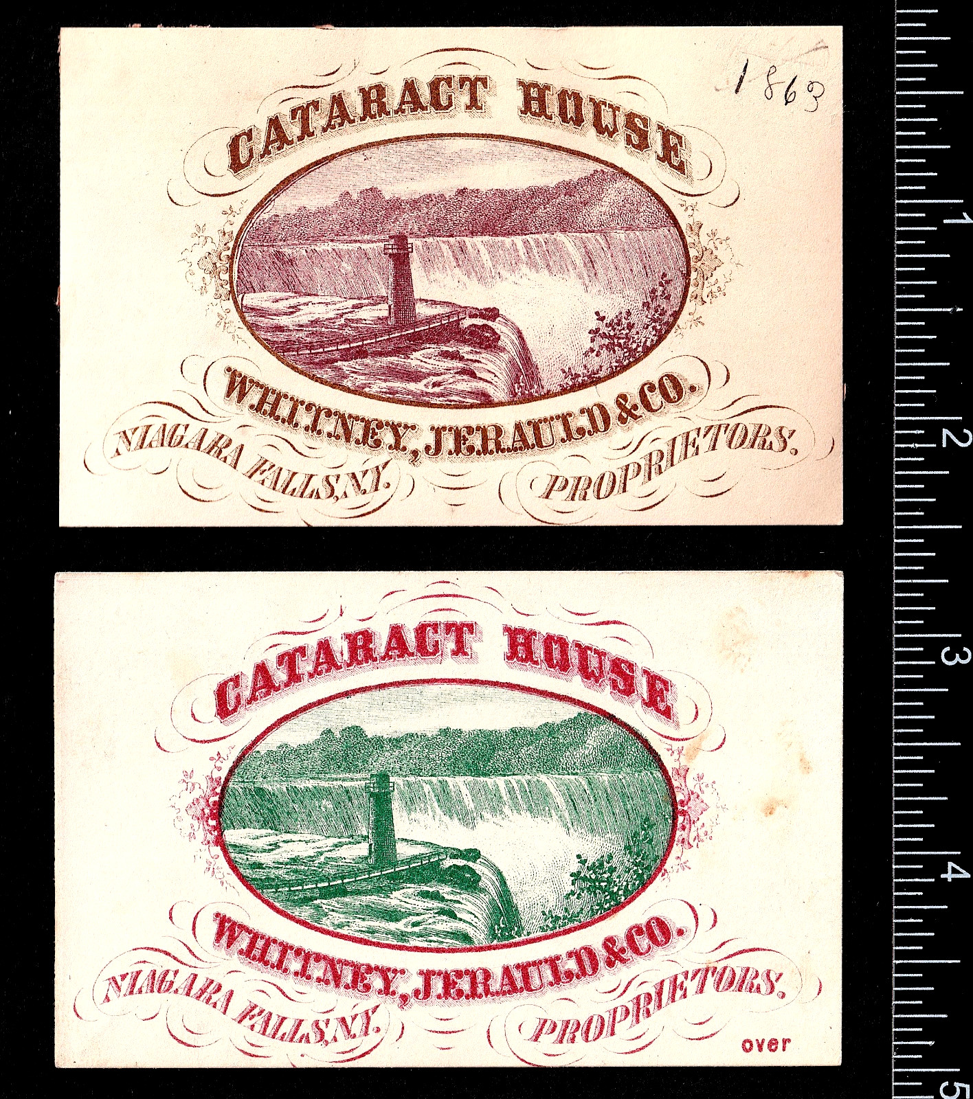 Cataract House 1863 Underground Railroad Hotel Niagara Falls 2 RARE Cards SR.h.c