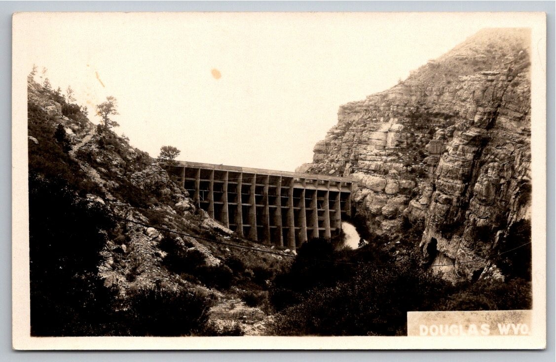 c1910s La Prele Dam Spillway Canyon Douglas Wyoming Vintage RPPC Photo Postcard