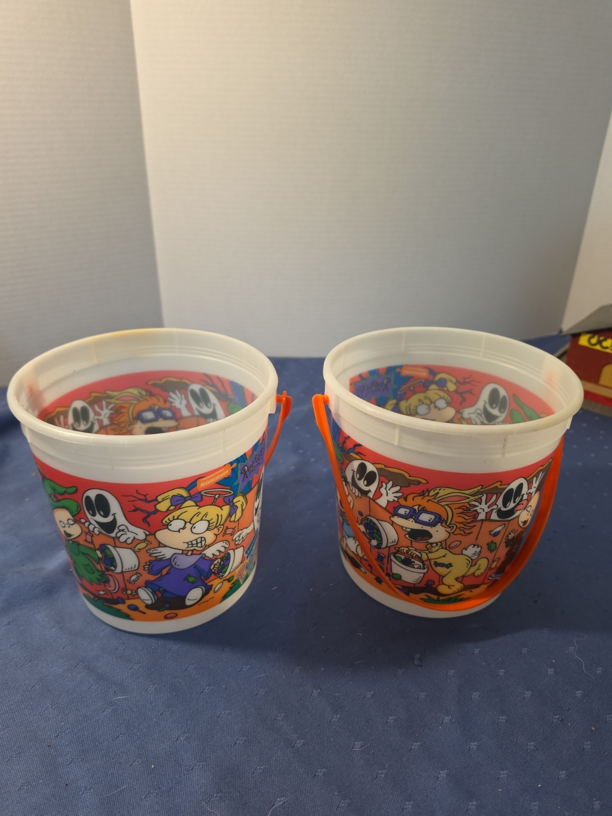 Pair Of Vintage Blockbuster Video Rugrats Glow-in-the-Dark Halloween Buckets 