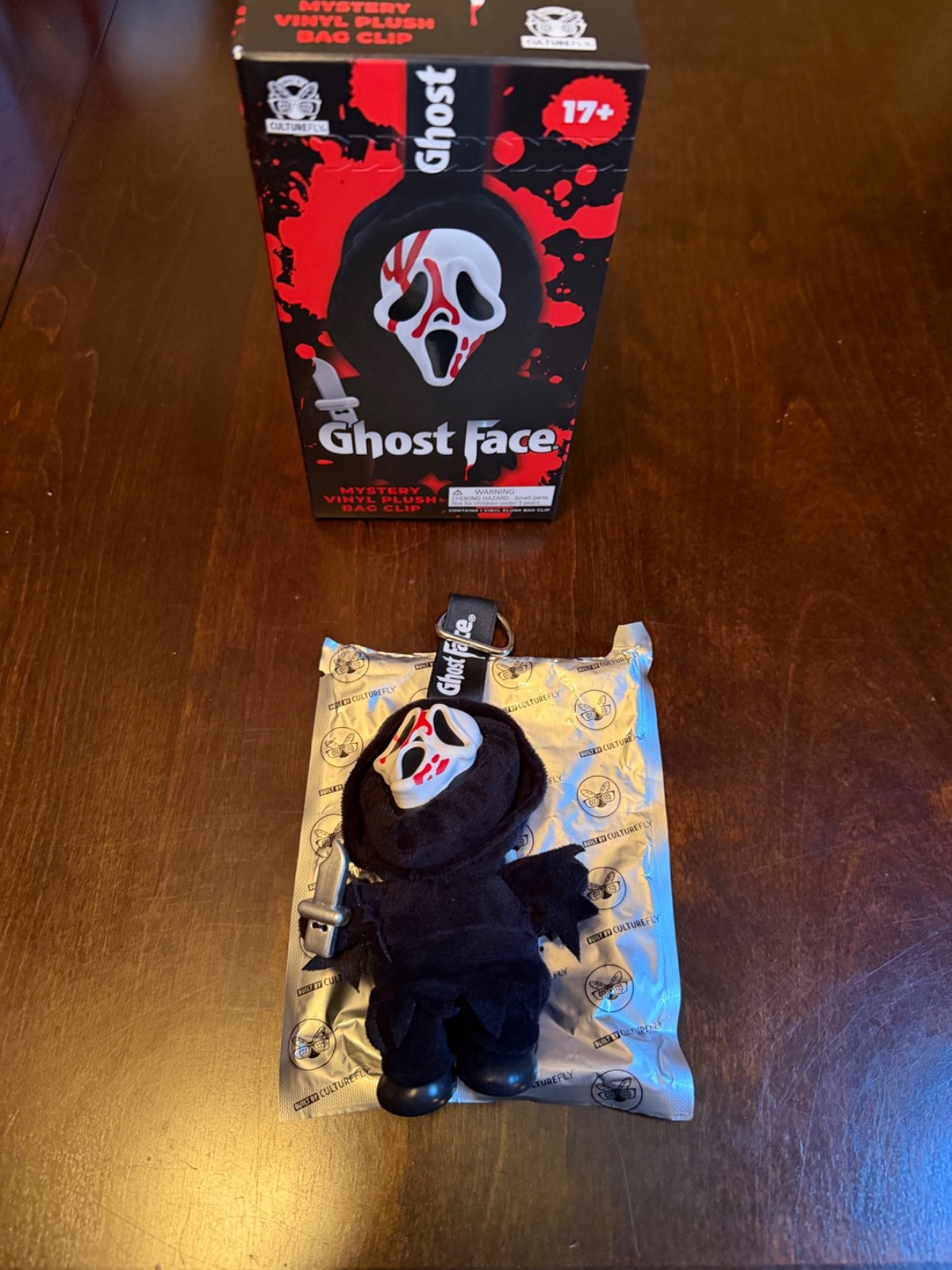 NEW Ghost Face BLOODY - Scream Culturefly Mystery Plush Bag Clip Charm (Opened)