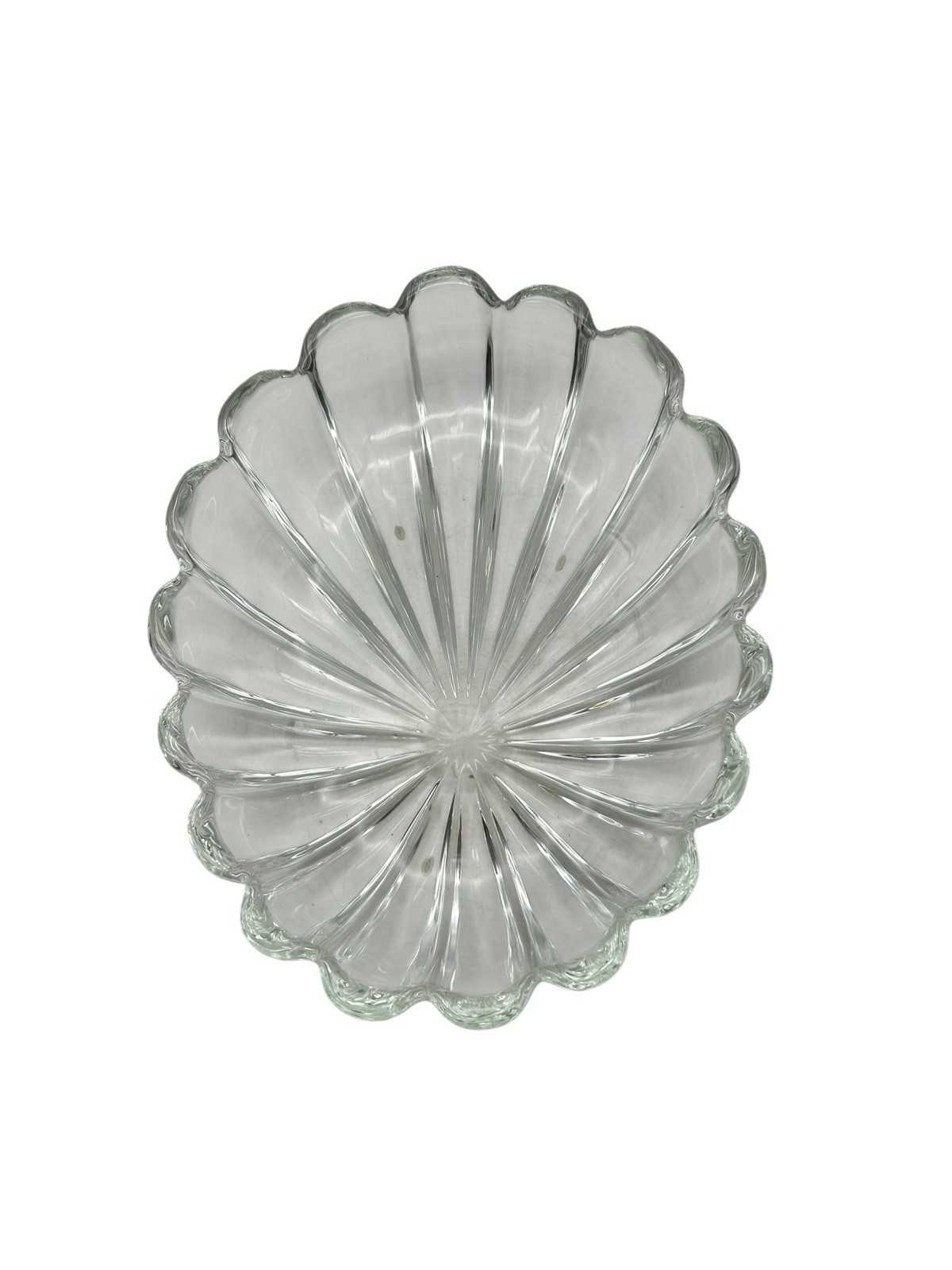 Vintage Clear Heavy Glass Divided Oval Serving Dish Relish Tray Platter