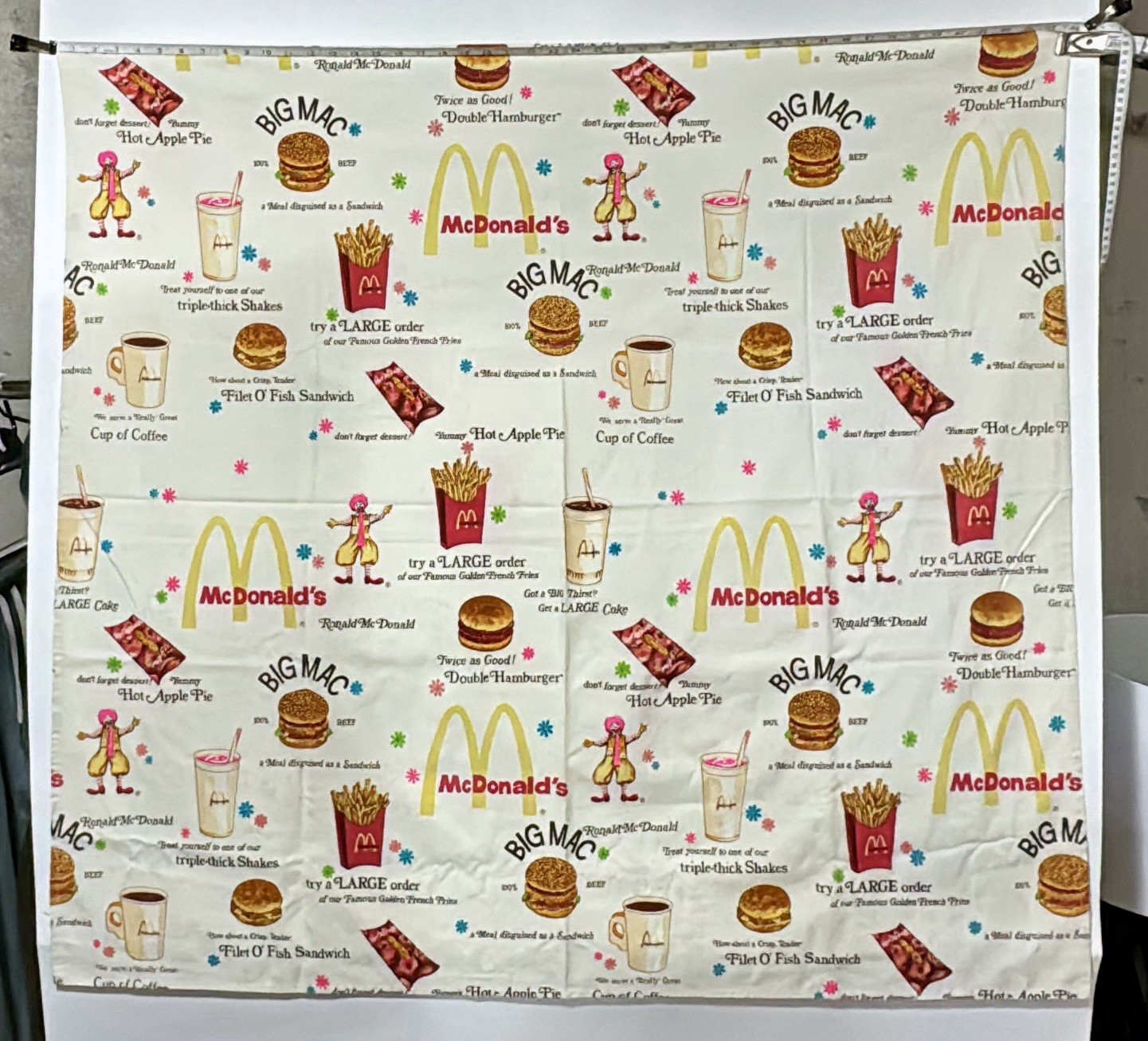 Vintage 1970s McDonalds Hawaii Franchise Employee Uniform Fabric Hemmed