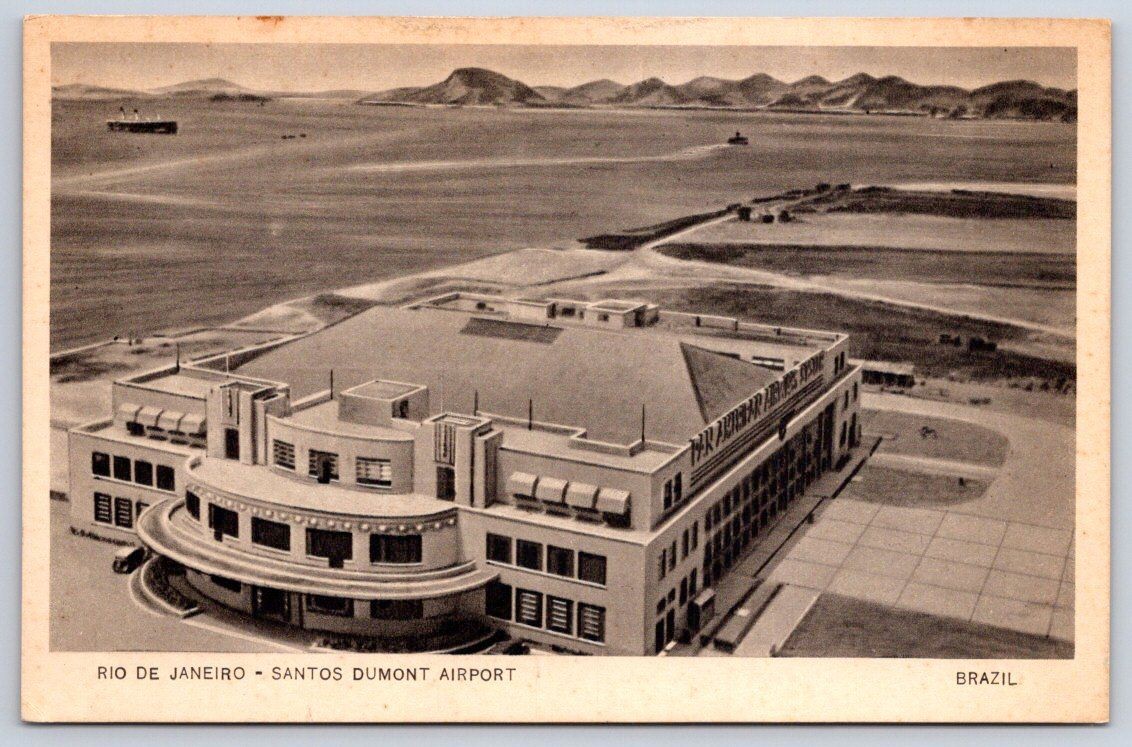 Antique Brazil Postcard RIO DE JANEIRO Santos Dumont Airport 1939