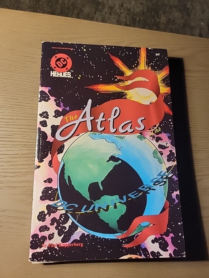 Atlas of DC Universe Comic Heroes 1990 Fold Out map poster Sourcebook DC Comics 
