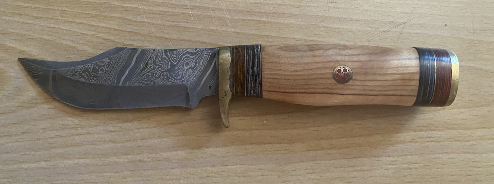 Custom Handmade Damascus 4” Fixed Blade Clip Point Knife With Leather Sheath