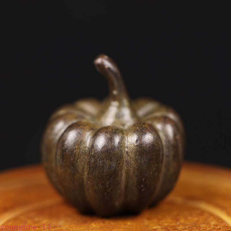 Copper Pumpkin Small Statue Desk Ornament Figurine Home Decoration Accessories