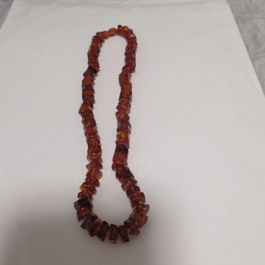 Vintage Amber Beaded Necklace Orange Brown Multi-Faceted Light Weight