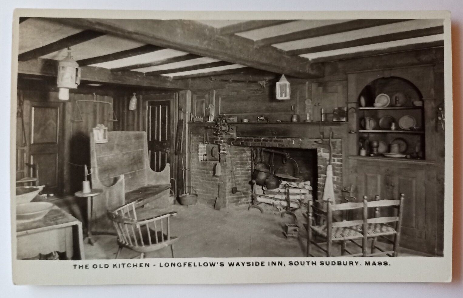 The Old Kitchen Longfellow's Wayside Inn South Sudbury MA Real Photo Postcard UN