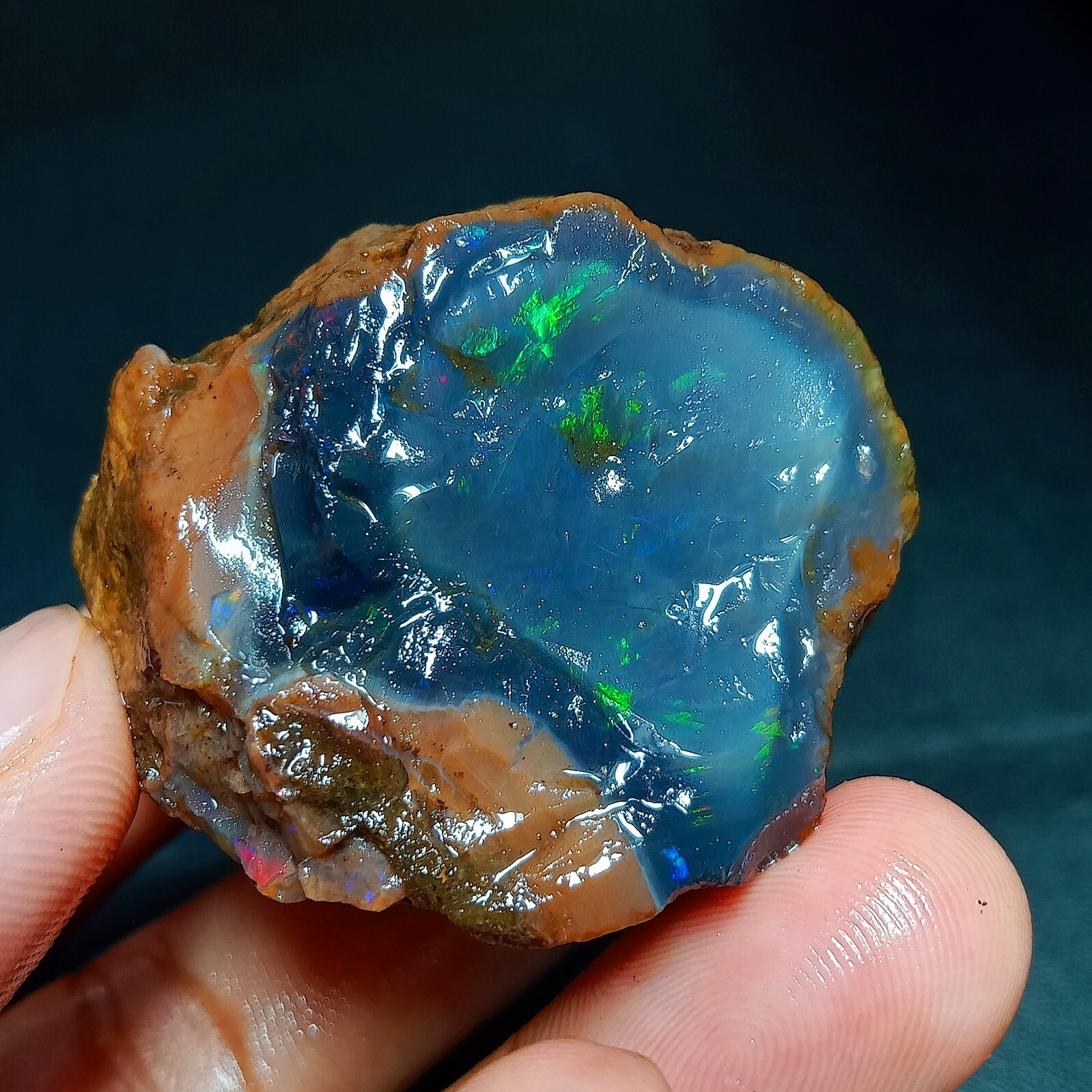 Natural Blue Fire Opal Rough – Ethiopian Welo Bright Specimen Stone
