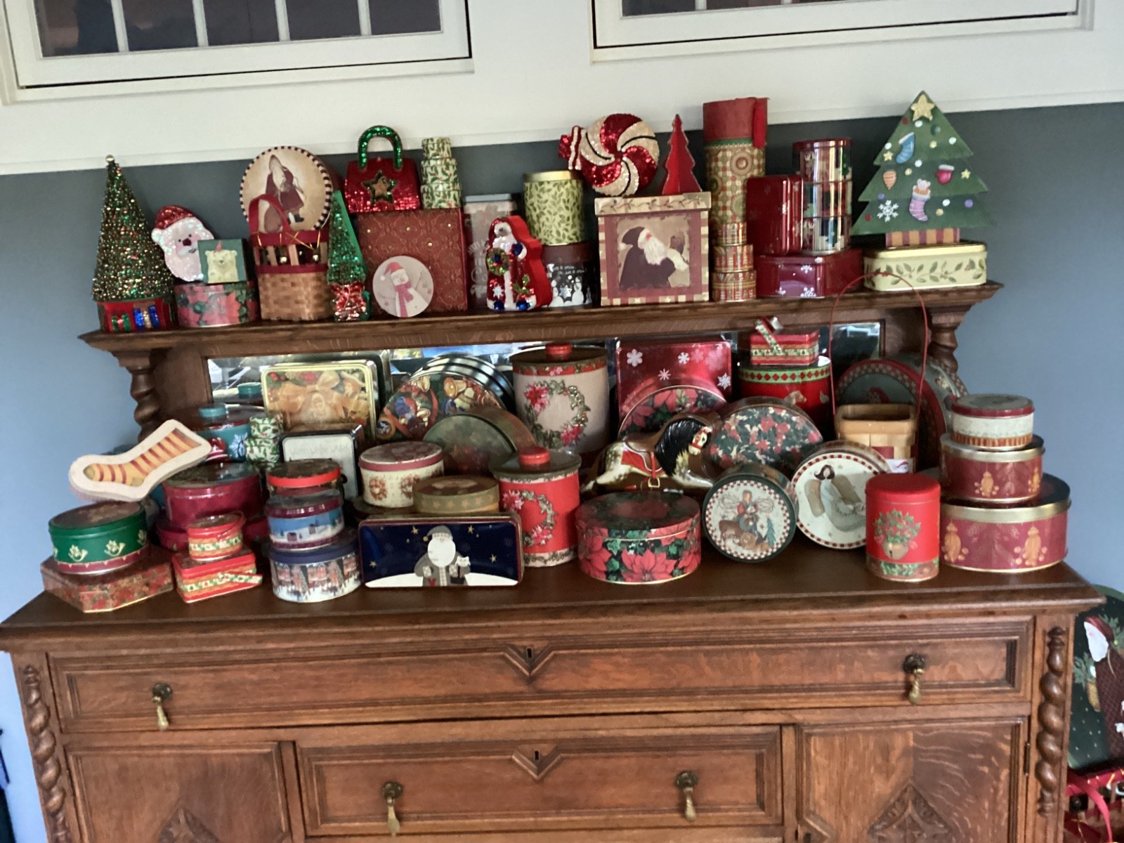 Very Large Collection of Christmas Tins, Boxes and Baskets