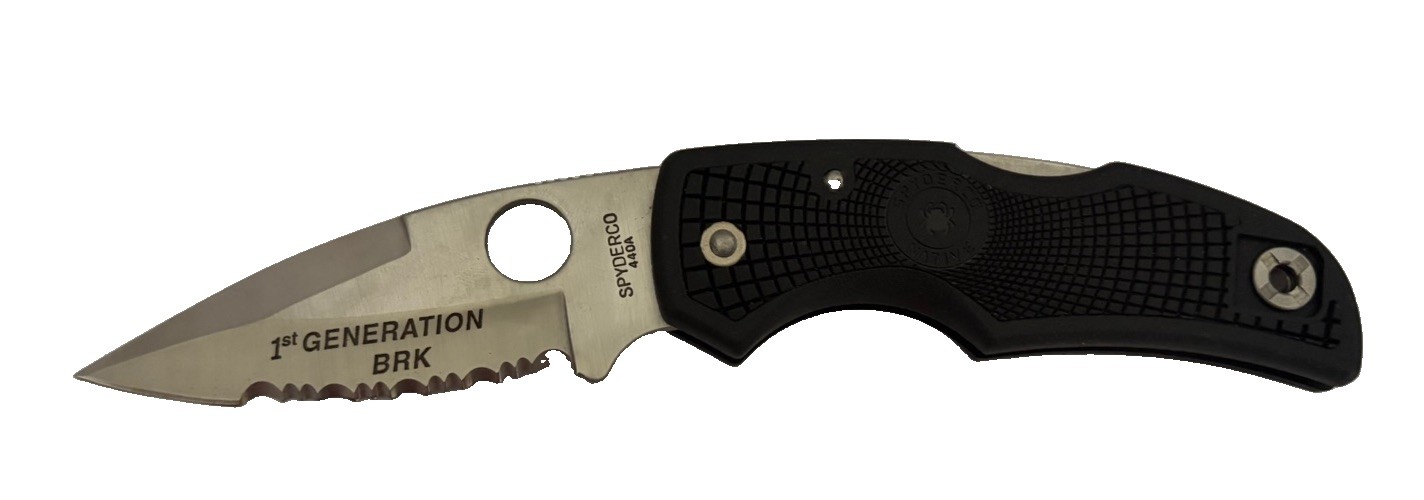 Spyderco Native 1st Gen BRK Serrated 440A Folding Knife NOS No Box USA