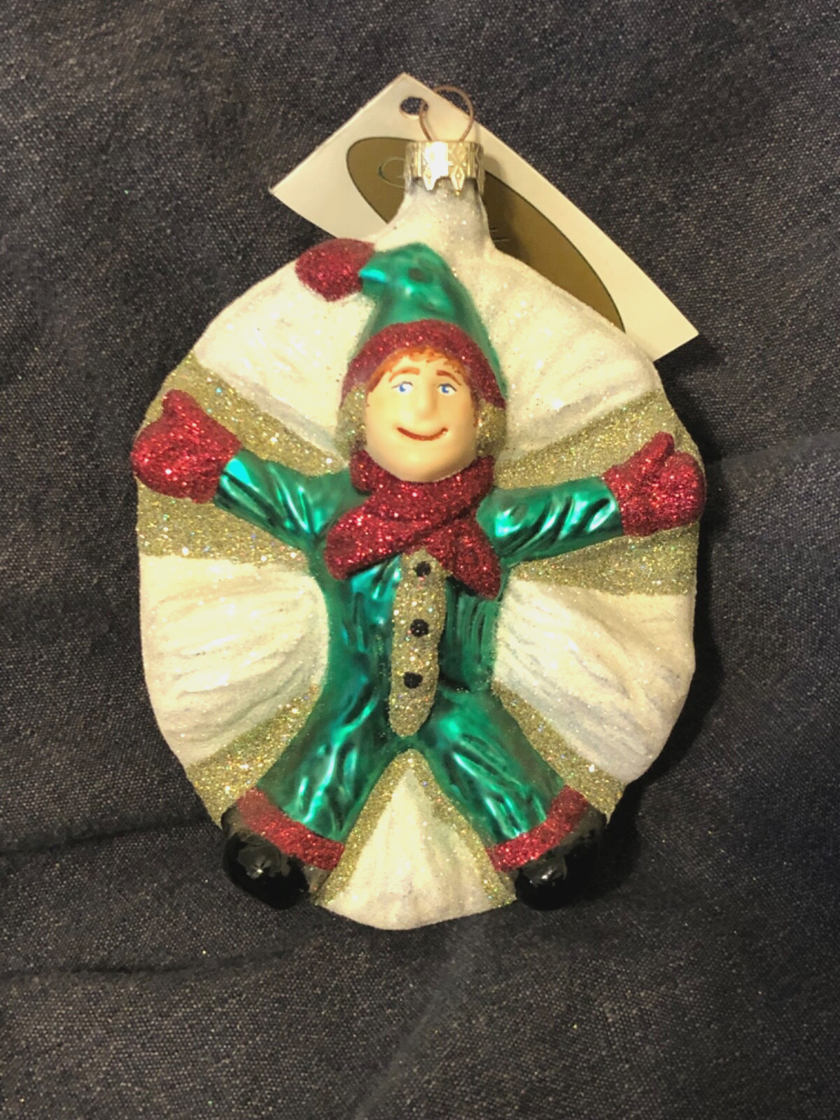 RETIRED Mattarusky Glass Child Making Snow Angel Christmas Ornament 6 \ RETIRED Mattarusky Glass Child Making Snow Angel Christmas Ornament 6 \