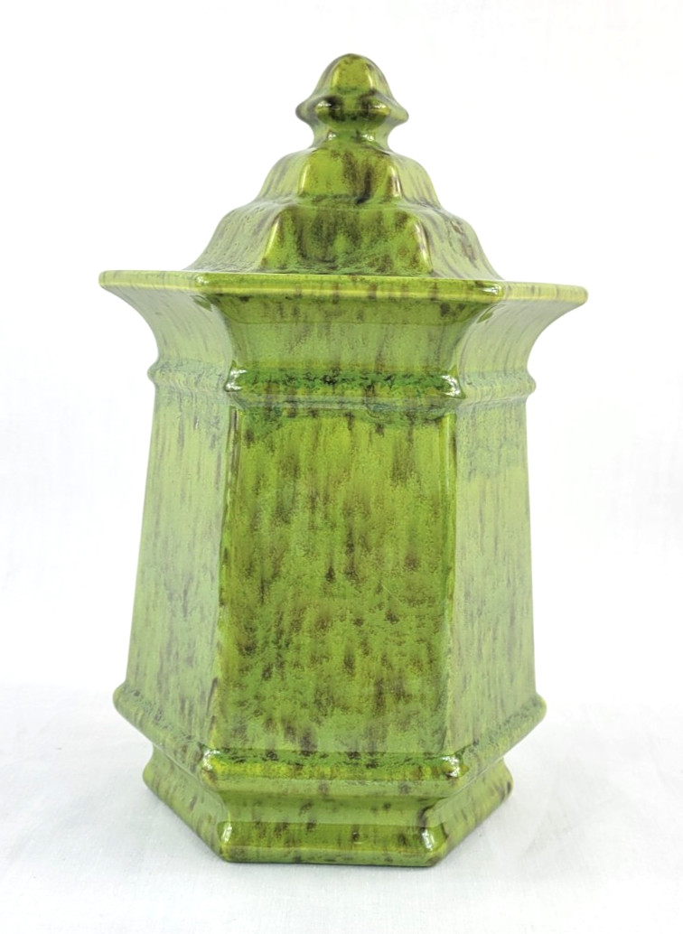 Vintage Royal Haeger 8057 Green Hexagon Canister Lid Jar Lawerence Peabody MCM