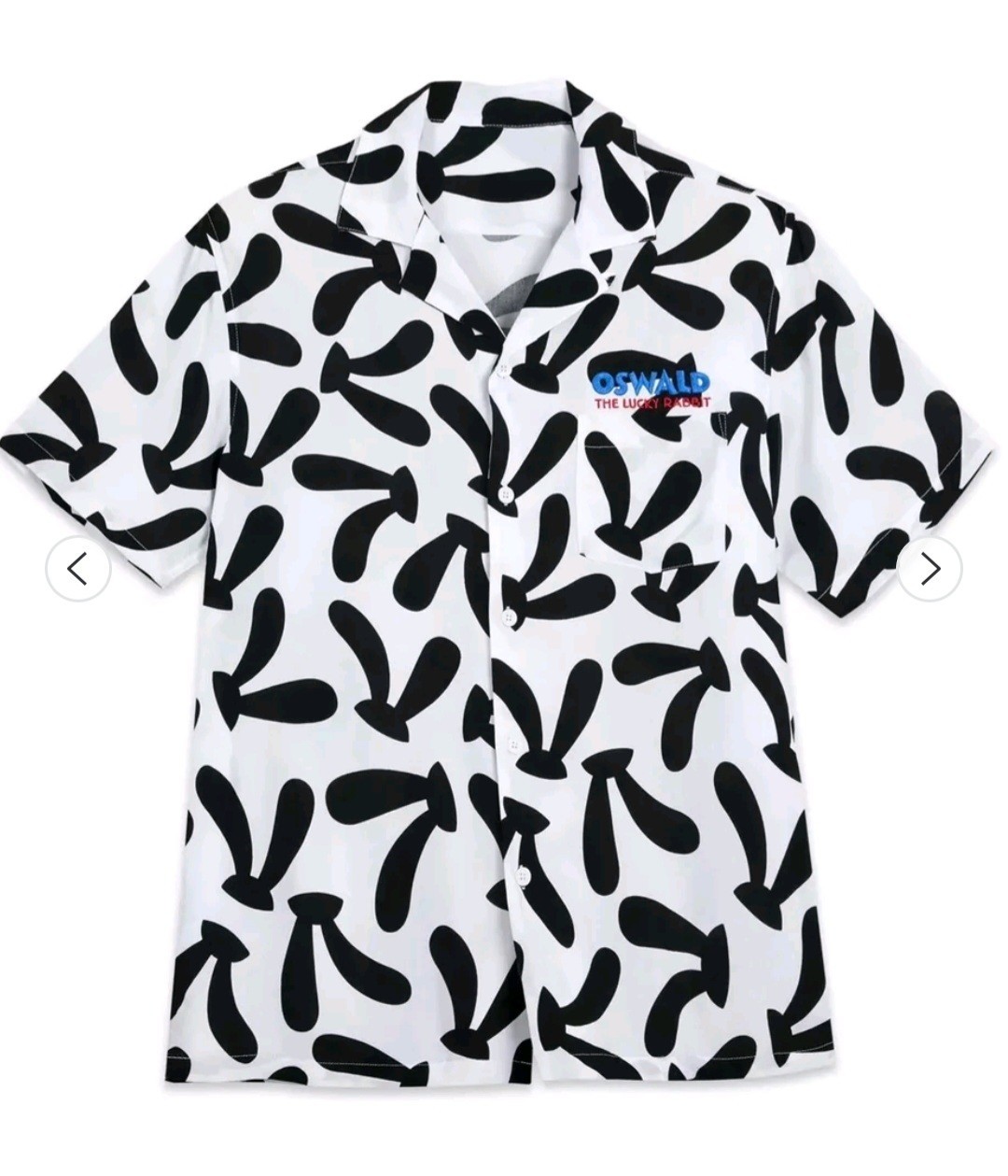 Disney Oswald The Lucky Rabbit Shirt White & Black Button Bowler NEW Size XL