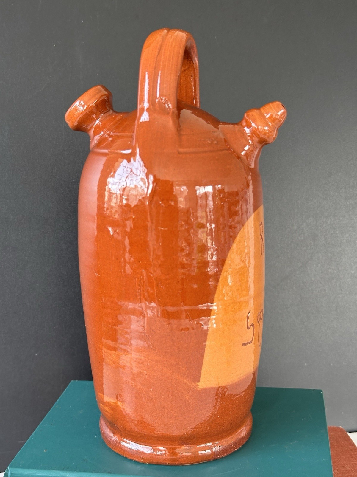 Cantir Botijo Spanish Majolica Double Spout Water Wine Jug “Rd. De Segovia” Cantir Botijo Spanish Majolica Double Spout Water Wine Jug “Rd. De Segovia”