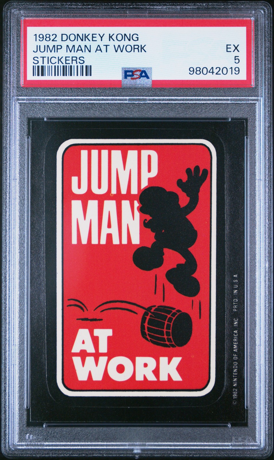 1982 DONKEY KONG STICKERS JUMP MAN AT WORK PSA 5