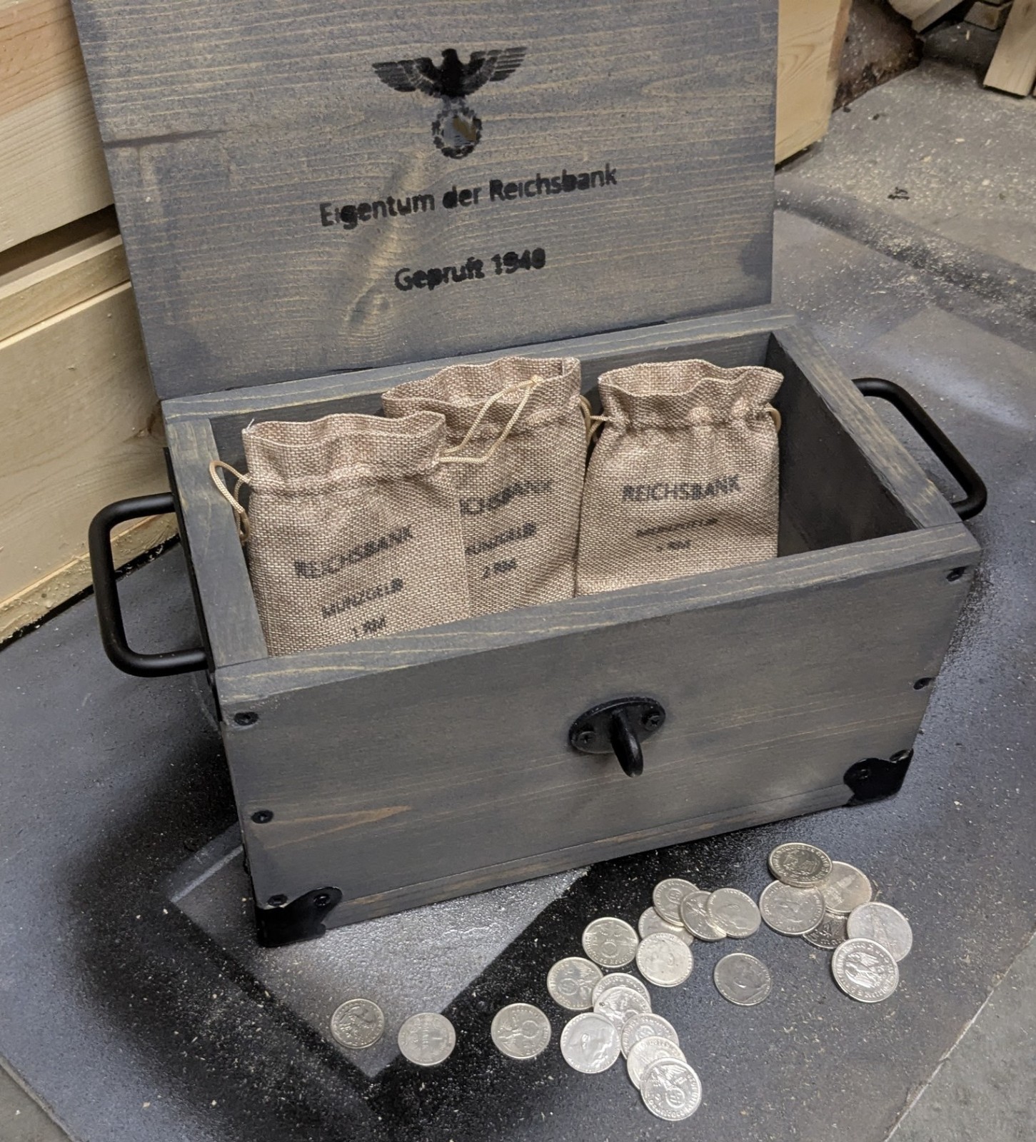 WWII Nazi Germany Reichsbank Chest And Bags - Reproduction 