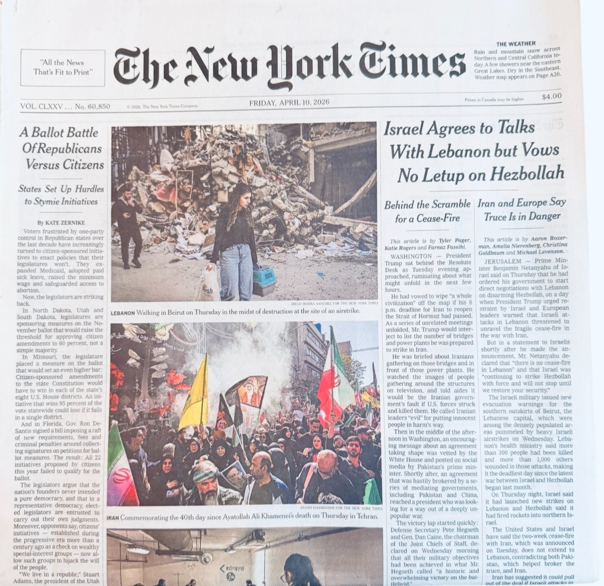 The New York Times Newspaper April 10 2026 Complete Print Paper Unread NYT The New York Times Newspaper April 10 2026 Complete Print Paper Unread NYT