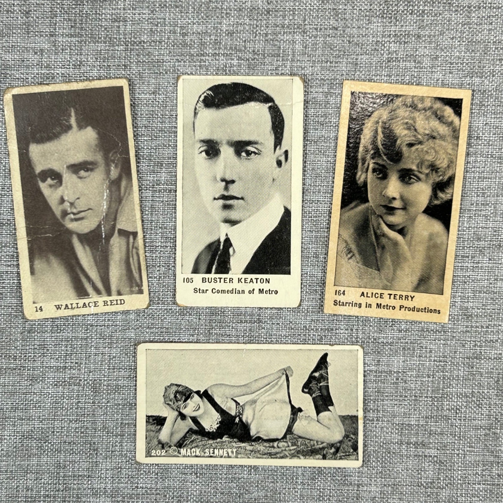4 Vintage Strollers Cigarettes Tobacco Cards Buster Keaton Silent Movie Star