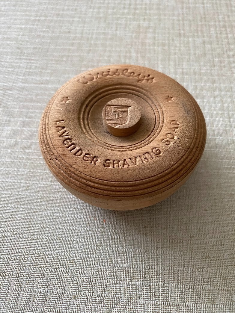 Vintage Wrisley's Lavender Shaving Soap Wooden Shaving Bowl Trinket Box w Lid