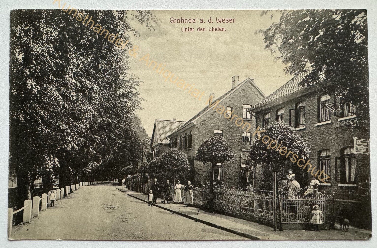 Postcard Grohnde Emmerthal on the Weser, Unter den Linden 1912 Hameln Pyrmont railway post