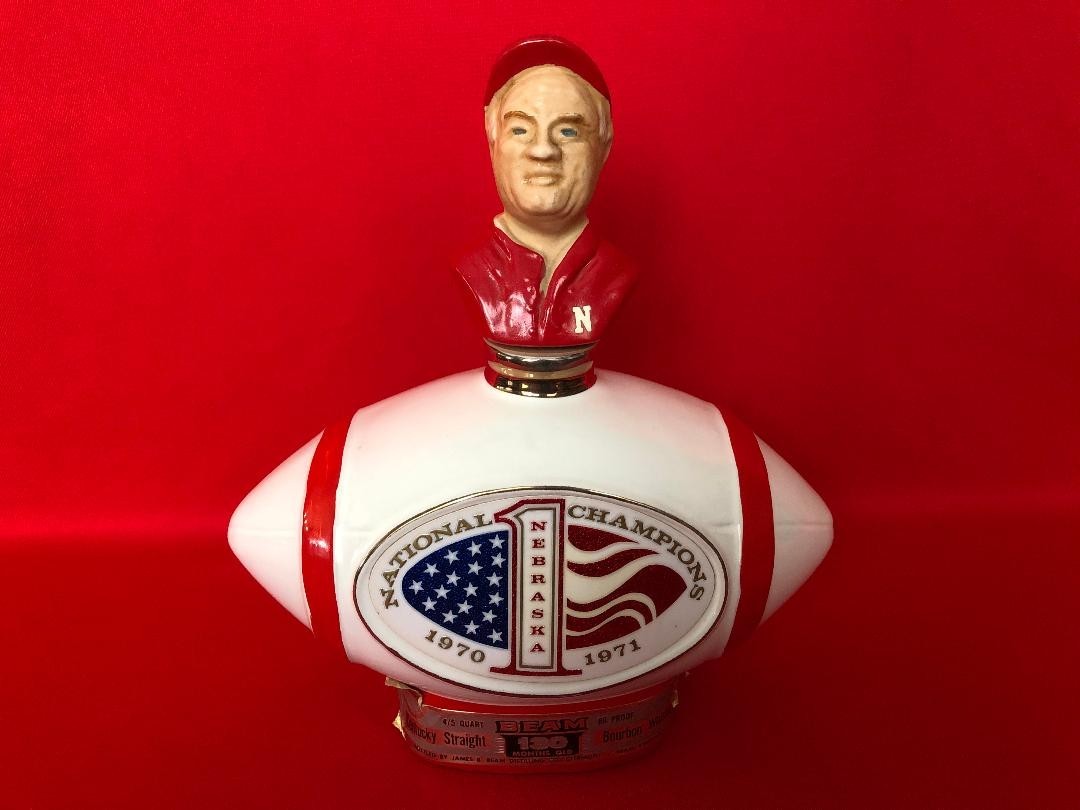Vintage Jim Beam Nebraska National Champions 1970 1971 Football Decanter Devaney