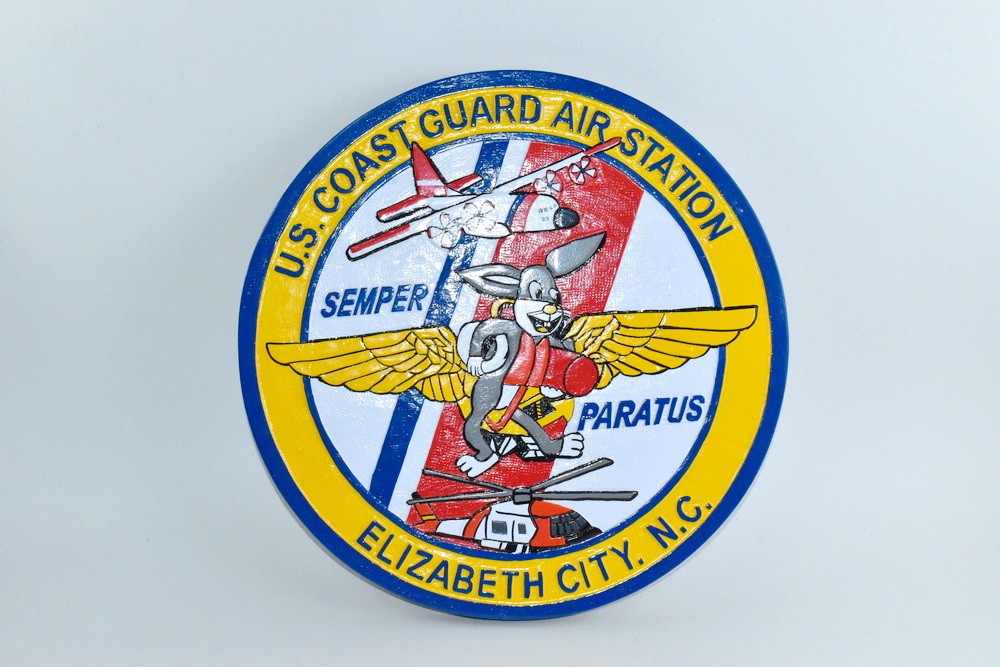 Coast Guard Air Station Elizabeth City NC Plaque, 14” Mahogany