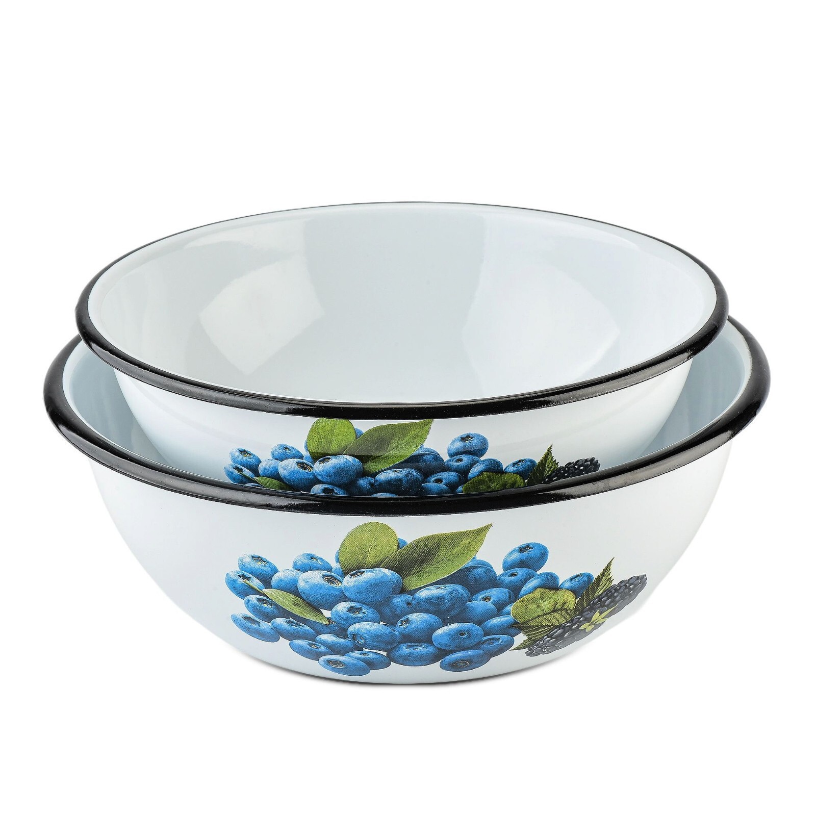 STPGOODS Blueberry Set of 2 Enamel Mixing Bowls [2.7-qt,4.2-qt] Kitchen Bowl Set
