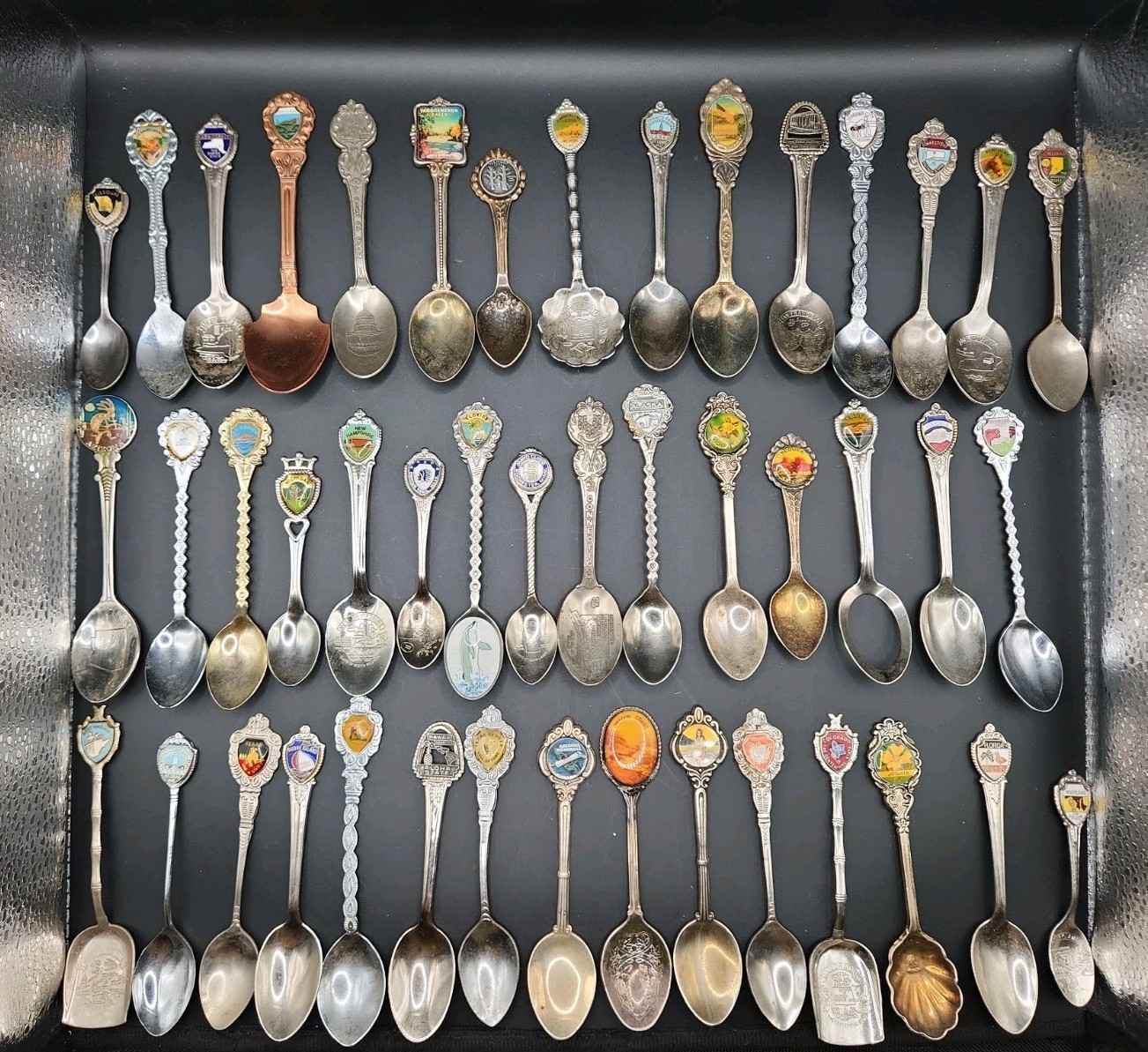 Lot Of 45 Souvenir Spoons States, Cities, Locations