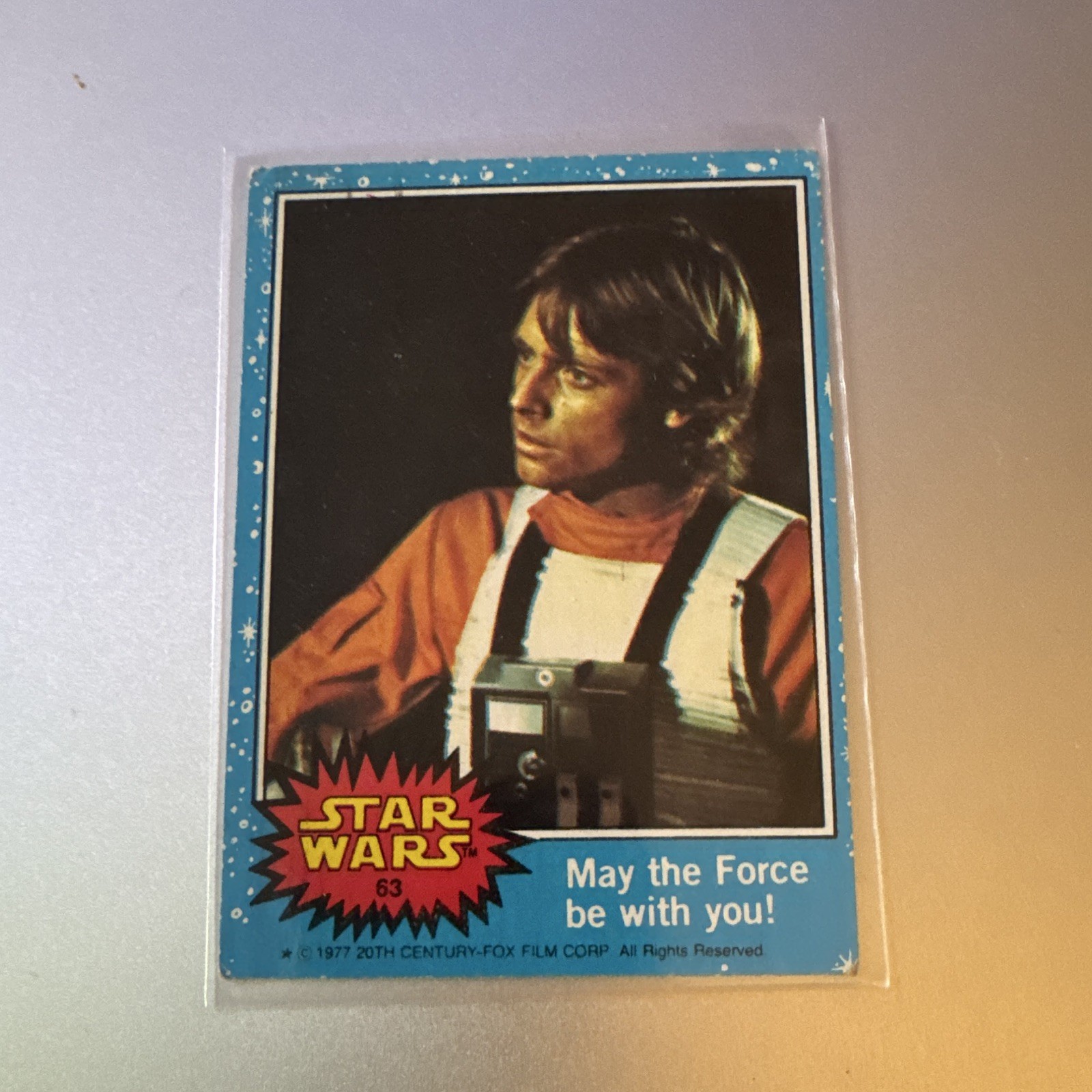 1977 Topps Star Wars Blue Series Card #63 May the Force Be with You