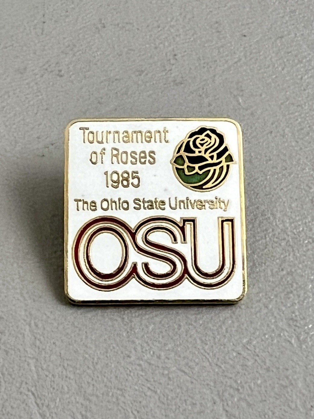 Ohio State OSU 1985 Tournament Of Roses Rose Parade Enamel Lapel Pin Pinback