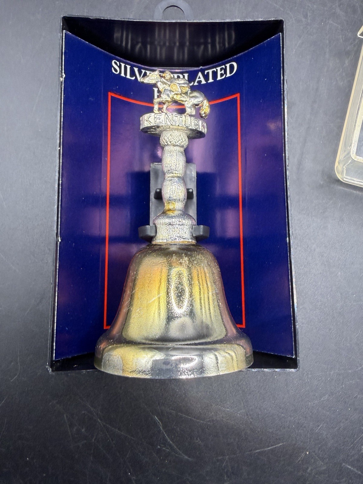 Vintage Kentucky Horse Jockey Silverplated Bell Souvenir In Display Case 