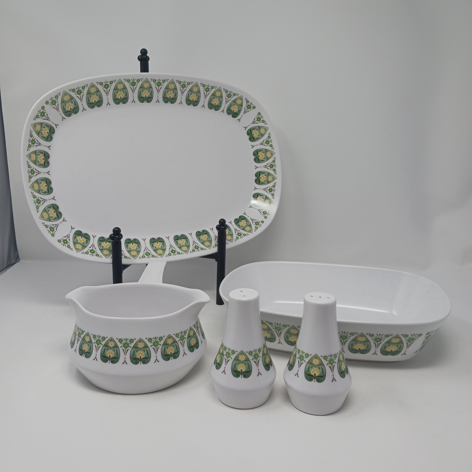 Vtg Noritake Progression Palos Verde 9020 Serving Set Platter Bowl Shakers Gravy