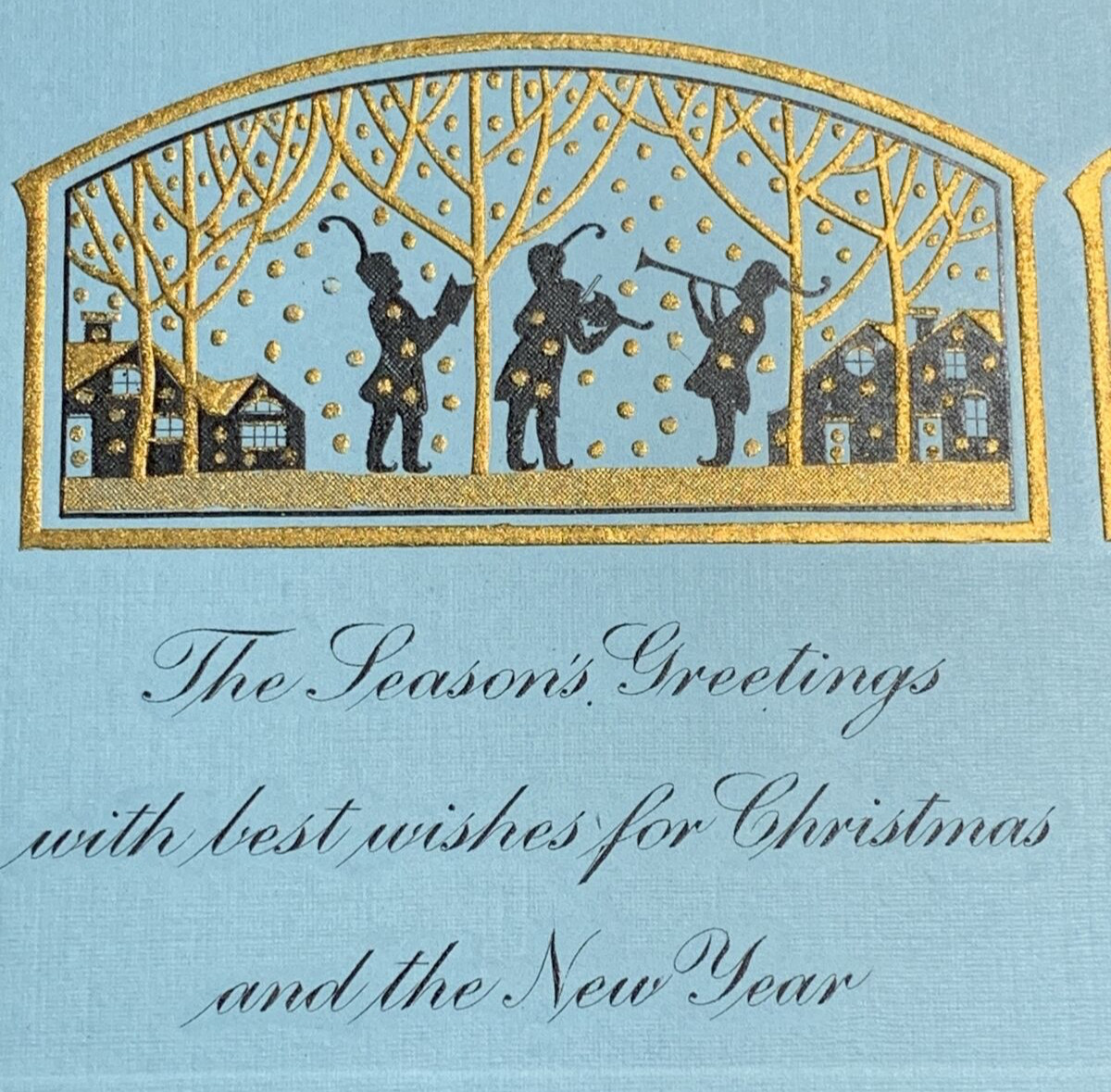 Vintage Art Deco Christmas Greeting Card Silhouette Artwork Linen Card Vintage Art Deco Christmas Greeting Card Silhouette Artwork Linen Card
