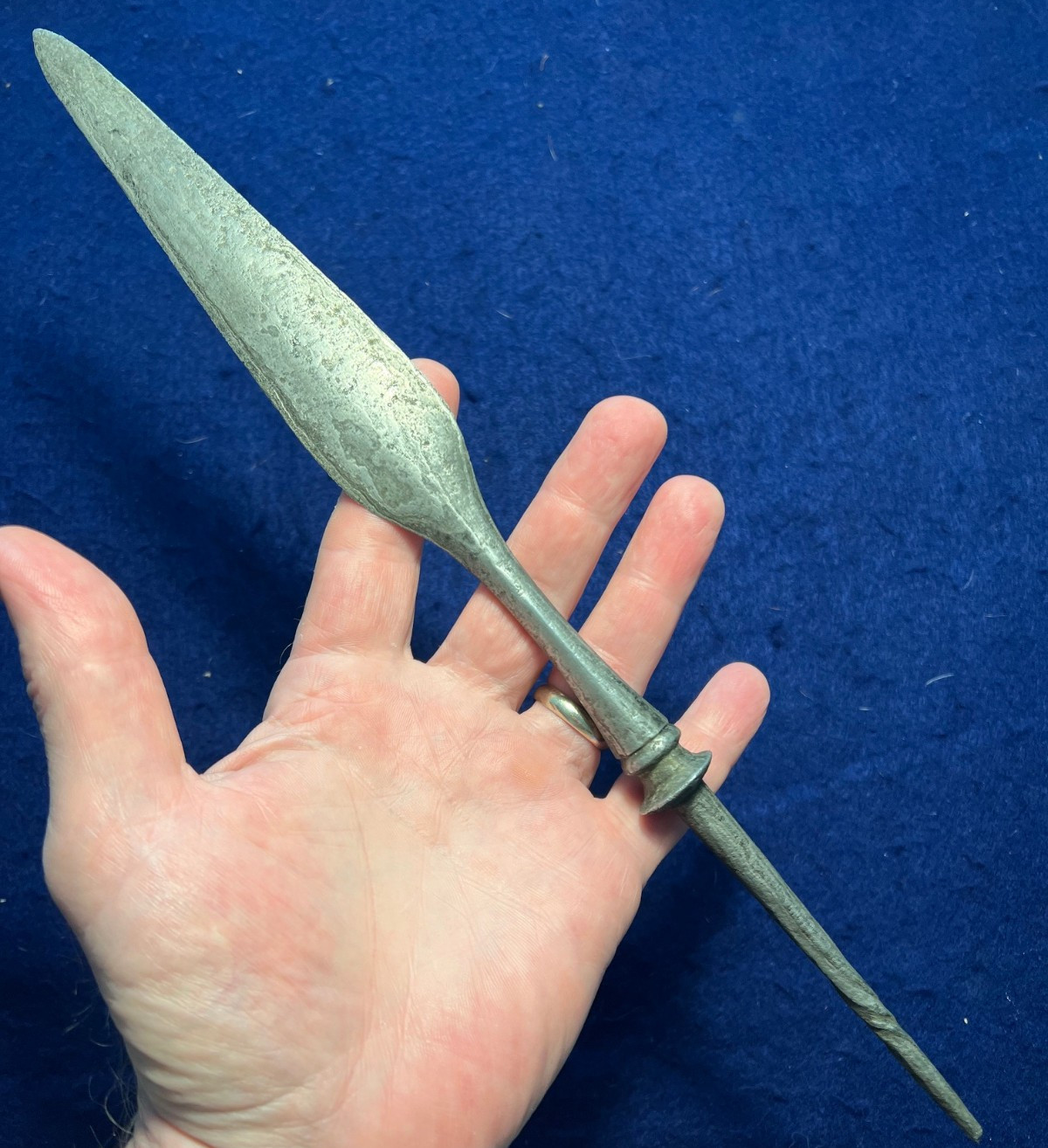 Antique Hand Forged Iron Spear Head Indonesia Philippines Java Tombak Antique Hand Forged Iron Spear Head Indonesia Philippines Java Tombak