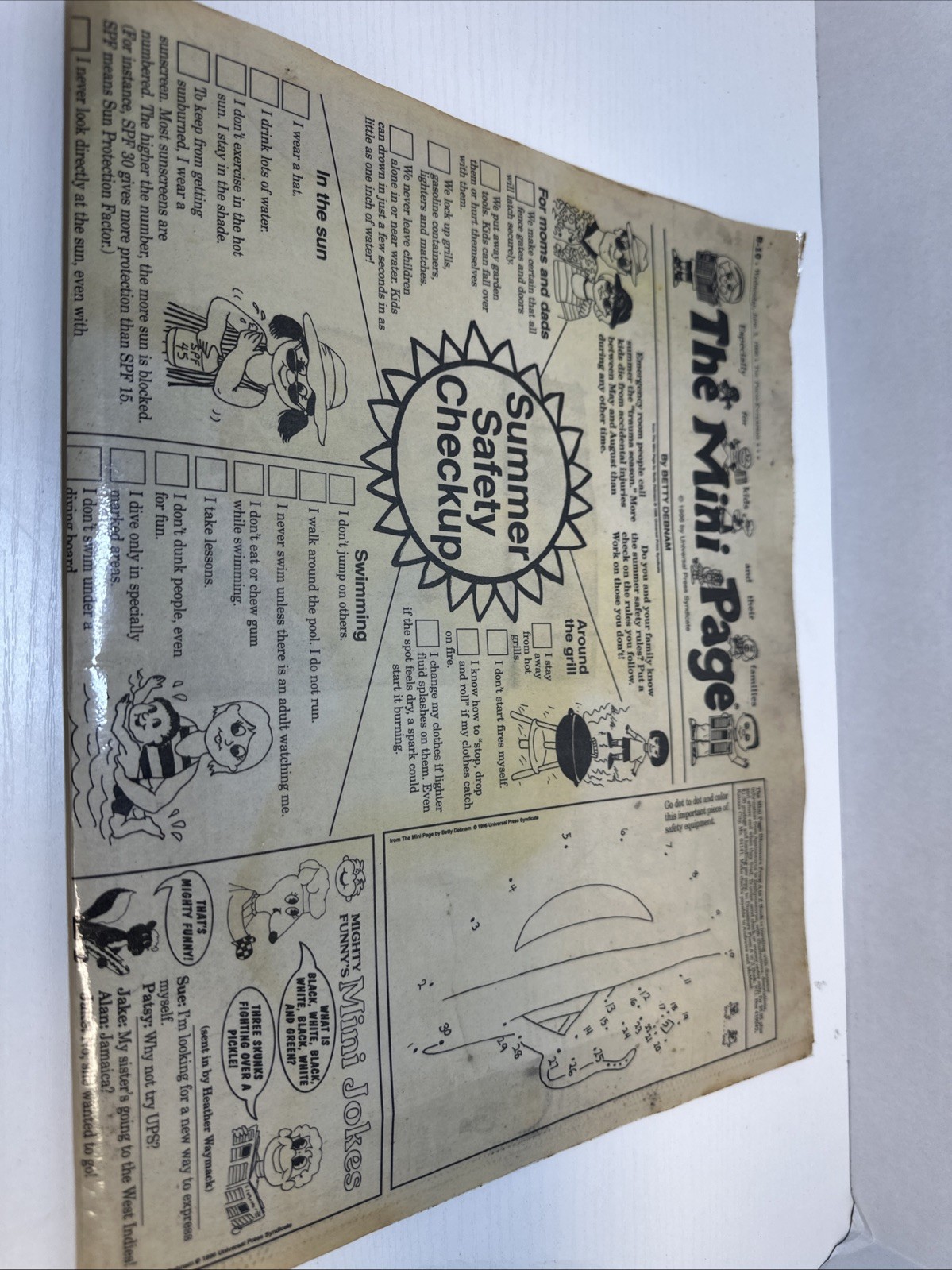 1996 The Mini Page Universal Press Syndicate Laminated